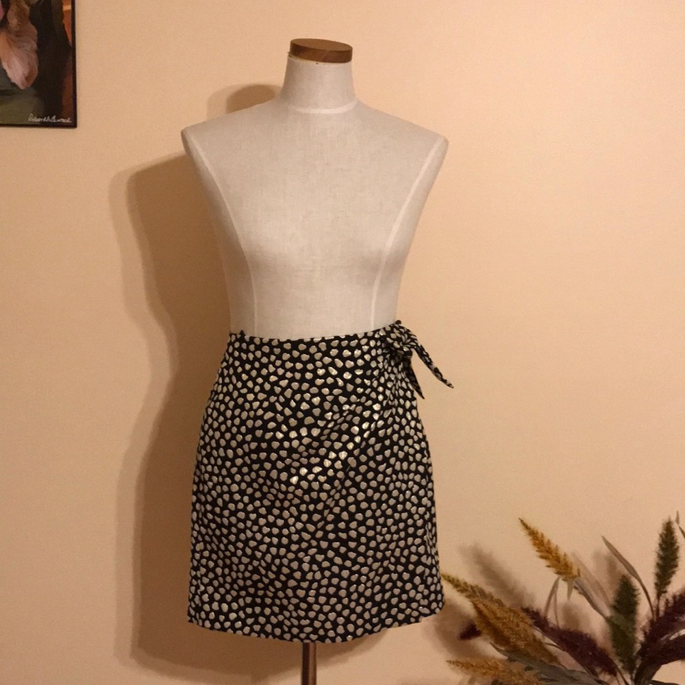 J.CREW FOIL FAUX WRAP SKIRT